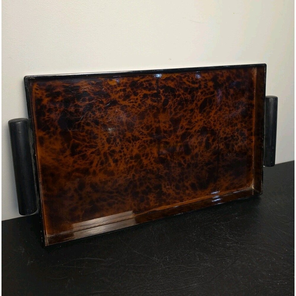 Nancy Calhoun Tortoise Lacquerware Serving Tray Japan 19x12 Rare HTF